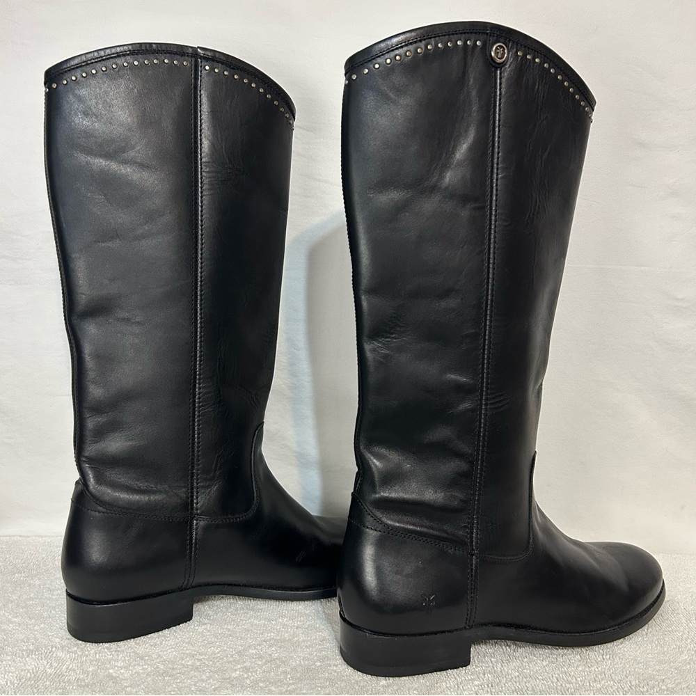 FRYE Melissa Button Tall Riding Boots Black Leather Studded - Size 8.5 - Picture 5 of 15
